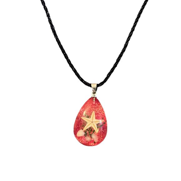 Starfish Red Acrylic Satin Cord Necklace NEW - Picture 2 of 4